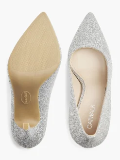 Silver Glitter Stiletto High Heel