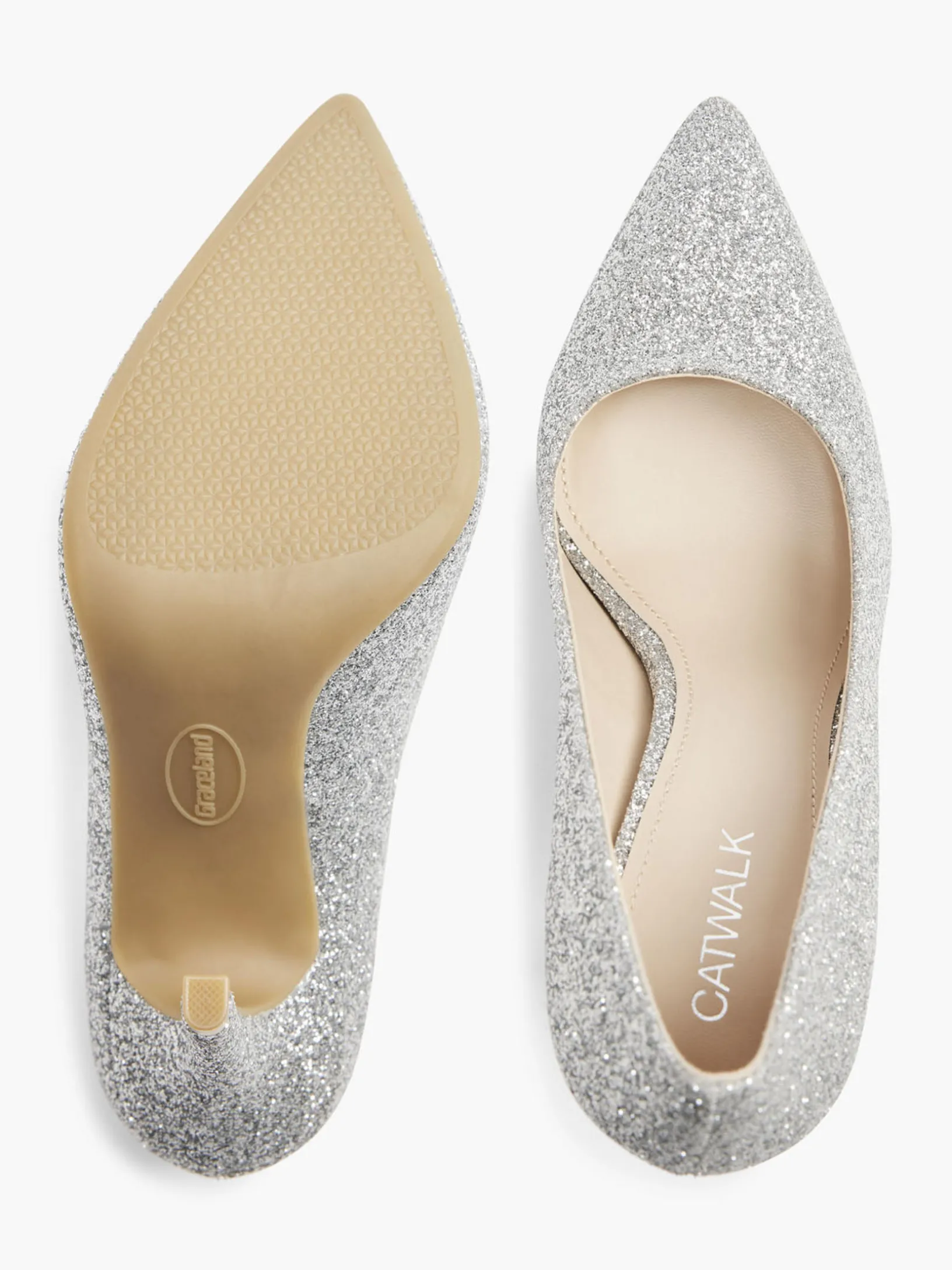 Silver Glitter Stiletto High Heel