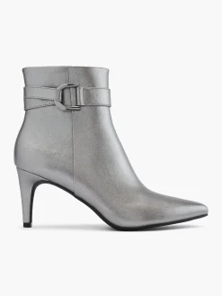 Silver High Heeled Pointed Toe Boot