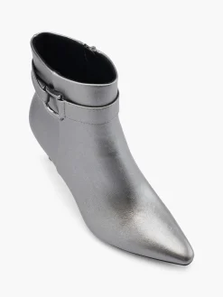 Silver High Heeled Pointed Toe Boot