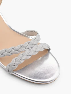 Silver Sparkly Block Heeled Sandals