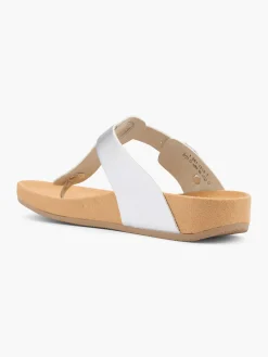Silver Toe Post Footbed Flat Sandal
