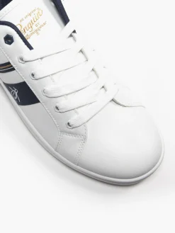 Steadman White/Navy Lace Up Casual Trainers