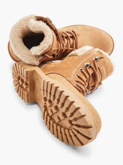 Tan Faux Fur Lined Leather Hiker Boot