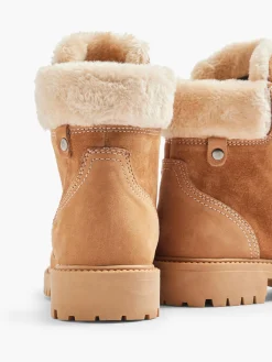 Tan Faux Fur Lined Leather Hiker Boot