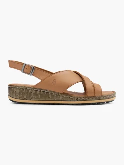 Tan Leather Cross Strap Sandals