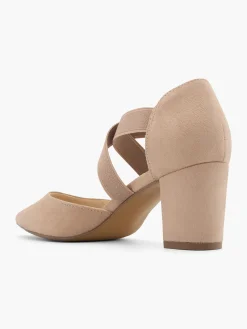 Taupe Block Heel with Elasticated Straps