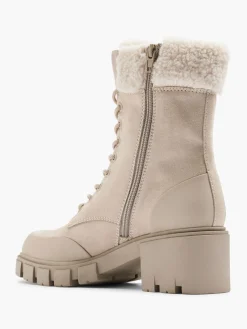 Taupe Chunky Biker Boot with Borg Trim