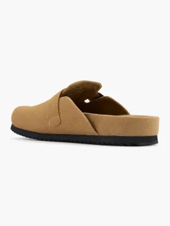 Taupe Closed Toe Mule with Buckle Detail