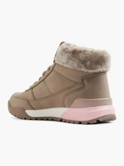 Taupe Faux Fur Lace Up Boots