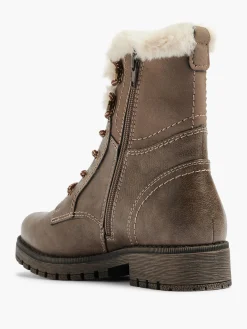 Taupe Faux Fur Lace Up Boot
