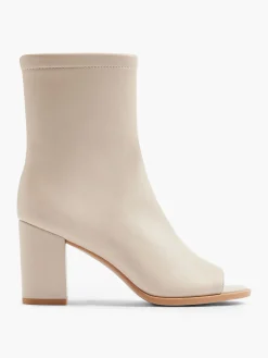 Taupe Peep-Toe Heeled Boot