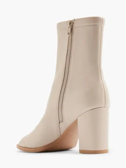 Taupe Peep-Toe Heeled Boot