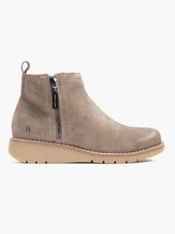 Taupe Suede Zip Detail Ankle Boot