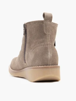 Taupe Suede Zip Detail Ankle Boot