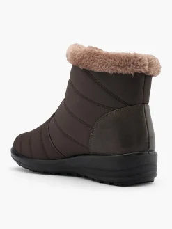 Taupe Wide Fit Faux Fur Lined Comfort Boot with Diagonal Zip