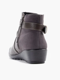 Taupe Wide Fit Wedge Comfort Boot with Buckle Detail