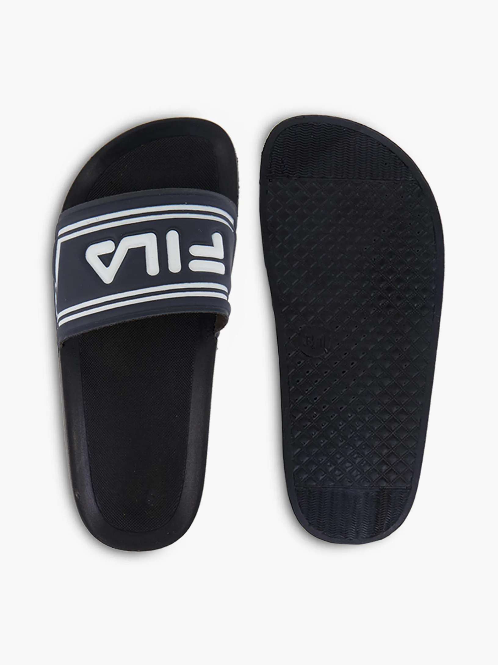 Teens Navy Blue Fila Sliders