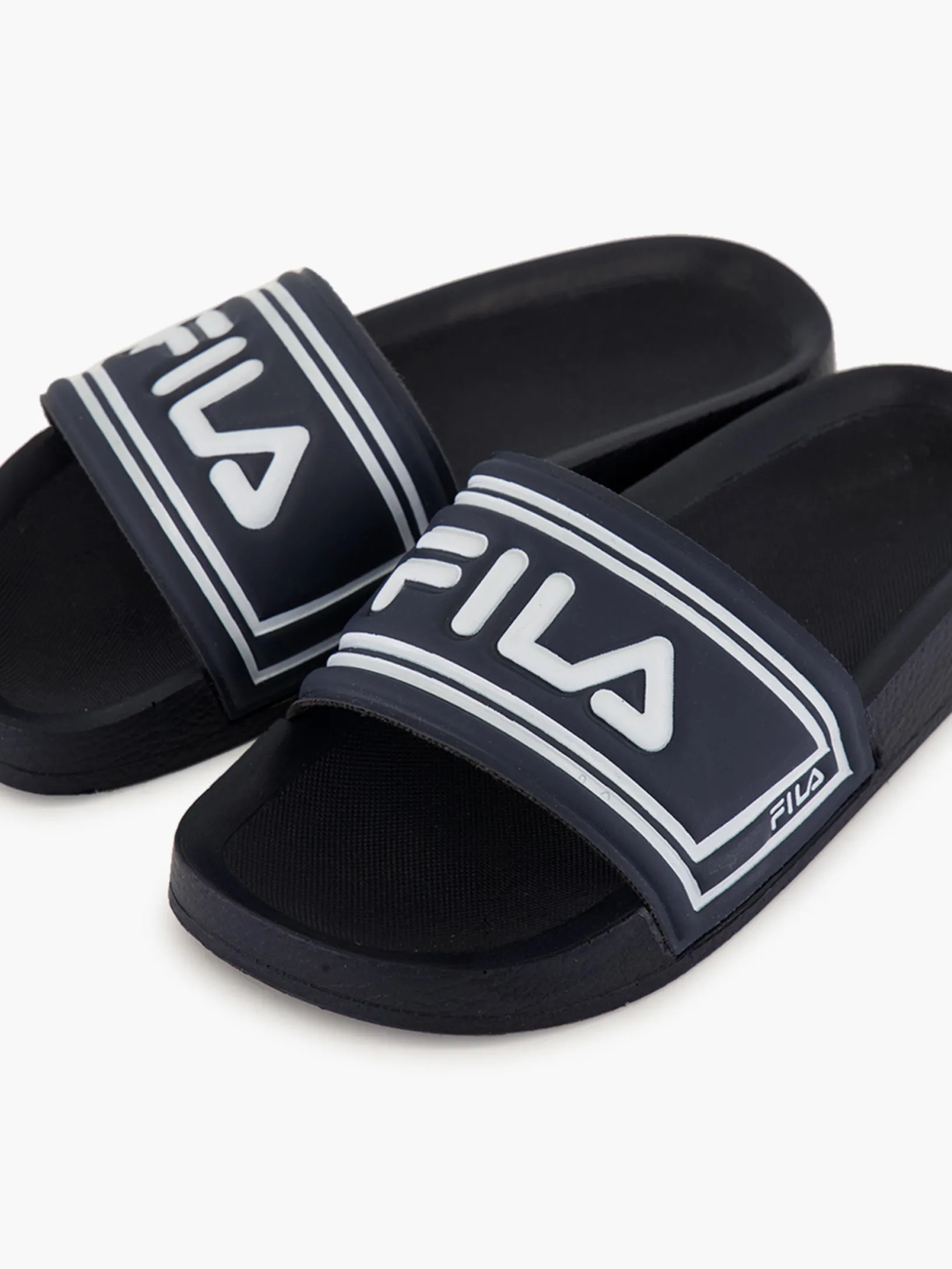 Teens Navy Blue Fila Sliders
