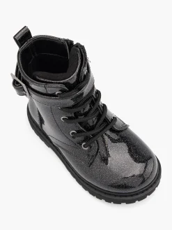 Toddler Girl Glitter Lace Up Boot With Inside Zip