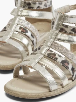 Toddler Girl Gold & Leopard Gladiator Sandals