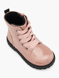 Toddler Girl Pink Glitter Lace Up Boot