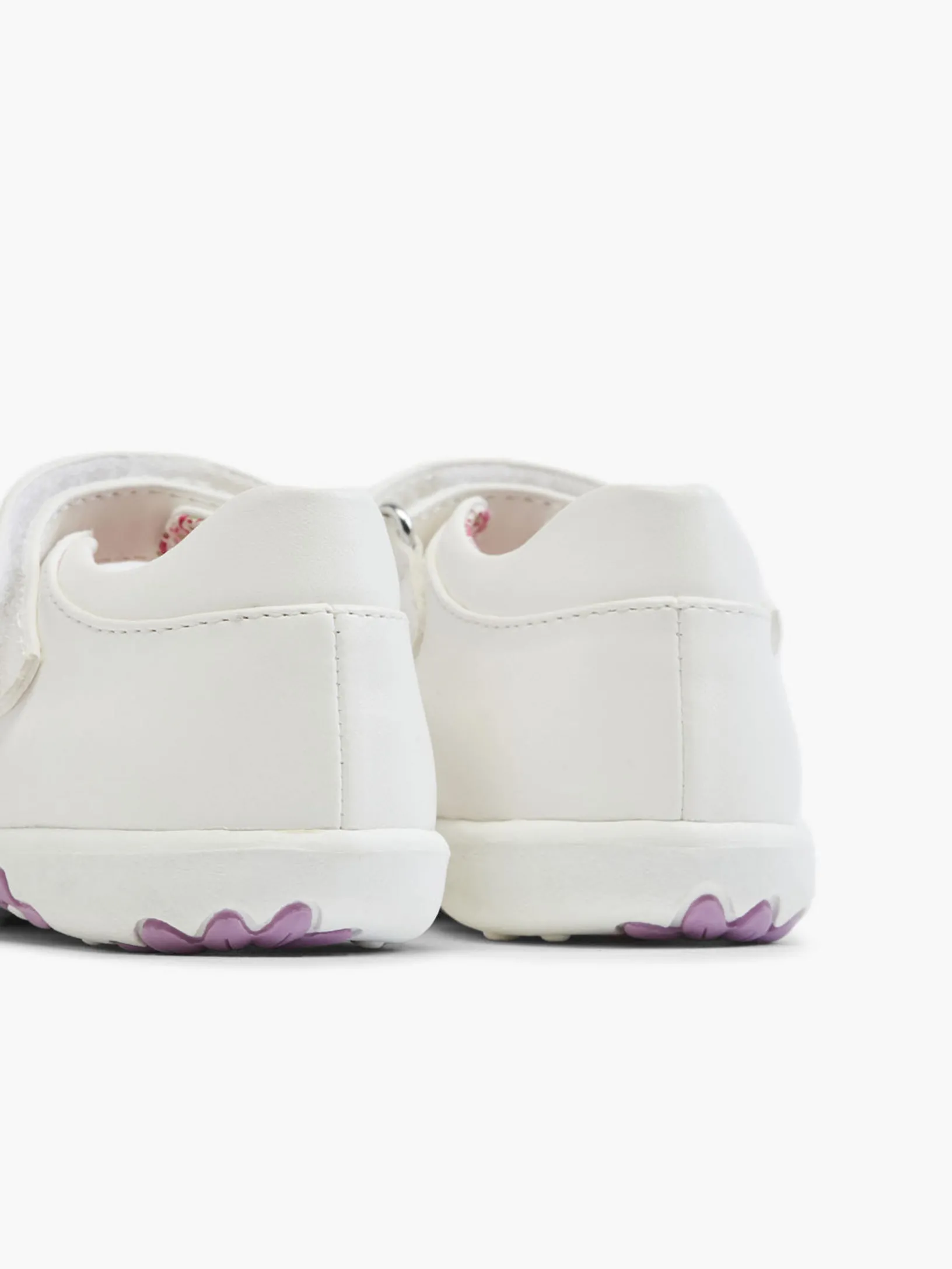 Toddler Girl White Butterfly Trim Bar Shoes