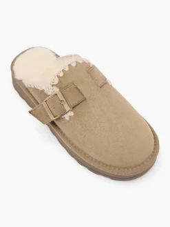 Warm Lined Slip On With Buckle & Stitch Detail