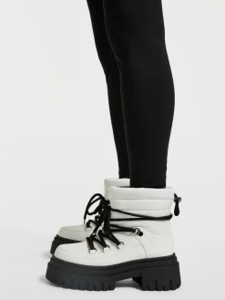 White and Black Contrasting Lace Up Snow Boot