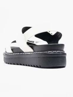 White Chunky Sandal with Contrasting Sole and Stitching