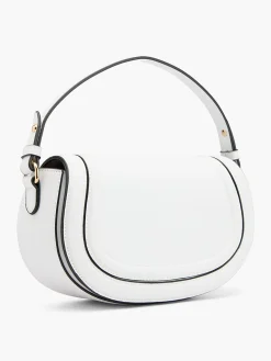 White Cross Body Hand Bag with Contrasting Edges