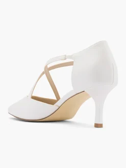 White Cross Strapped Kitten Heel