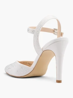 White Diamante Heel with Ankle Strap