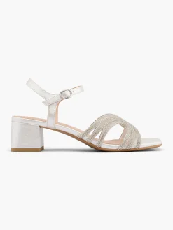White Diamante Strapped Heeled Sandal