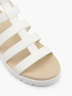 White Double Buckle Gladiator Style Sandal