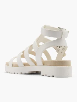 White Double Buckle Gladiator Style Sandal