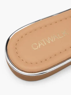 White Gemstone Buckle Mule with Silver Metallic Detail