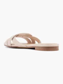 White Interwoven Strapped Slip On Flat Sandal