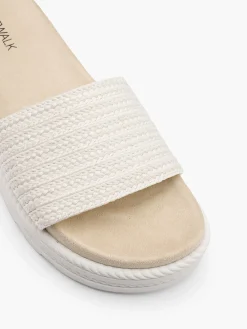 White Platform Slip On Footbed Sandal