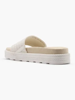 White Platform Slip On Footbed Sandal