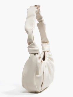 White Ruched Handle Handbag