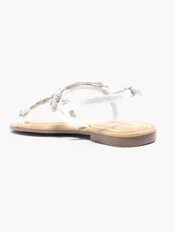 White Slingback Strapped Sandal with Gem Detail