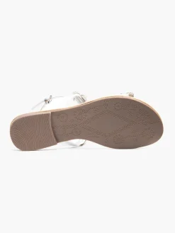 White Slingback Strapped Sandal with Gem Detail