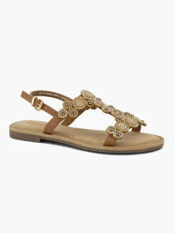White Slingback Strapped Sandal with Gem Detail