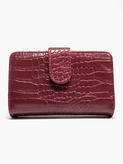 Wine Croc Print Purse