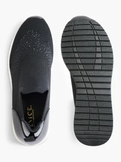 Womens Black Wedge Trainers