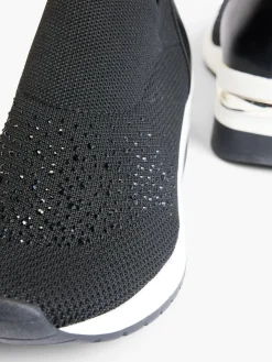 Womens Black Wedge Trainers