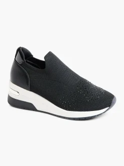 Womens Black Wedge Trainers