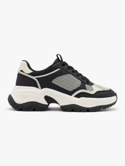Women's Black/Beige Chunky Trainer